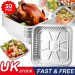 30Pcs Aluminium Foil Trays 21×21×4.5cm Foil Cookie Sheet Disposable Baking Tray