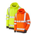 Leo Workwear Goodleigh Leo Ecoviz Hooded Sweatshirt Class 3 Pullover Hi Vis