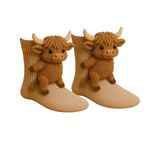 Cute Highland Cow Socks Knitted Pattern Only Socks Unisex Funny Christmas Gift