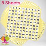 Number Stickers 1 to 100 Adhesive Stickers Round Number Label 10mm 5 Sheets - UK