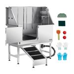 VEVOR 127 cm Dog Grooming Bath Tub Stainless Steel w Ramp Water Filter Left