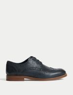 Marks & Spencer Boys Navy Leather Flat Brogue Shoes - M&S