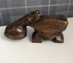 African Hippopotamus Sculpture Hand Carved Wood Wooden Figurine Vintage