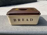 Vintage 1970's Brown and Cream Plastic Bread Bin. Stewart’s, Made in England