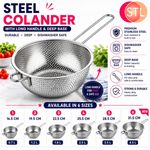 Colander Strainer with Long Handle Deep Base Stainless Steel Kitchen Drainer UK