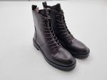 M&S Women's Shoes Brown Genuine Leather Side Zip Lace Up Ankle Boots RRP £76 New