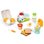 SOKA Wooden Breakfast Set 19 PCS Pretend Play Toys Toast Eggs Milk for Kids 3+