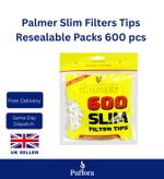 Palmer Slim Filter Tips Resealable Bags 600pcs Smoking Roll Up Cigarette Filters