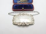 Sterling Silver Ornate Edged Sherry Decanter Label Vintage 1968 London