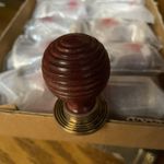 Set 10 Quality Beehive Antique Brass And Rosewood Cupboard Knobs 40mm (276)