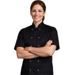 Black Chefs Jacket Unisex Short Sleeve Professional Kitchen Uniform
