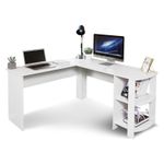 MONDEER L-shaped Computer Desk White Corner Table Workstation Office Study Shelf
