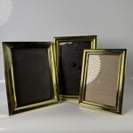 VTG Solid Brass Picture Frame Set 3 Gold Metal Photo Frames 