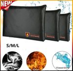 Fireproof Document Bag Silicone Coated Fiberglass Safe Money Bag Pouch Holder UK