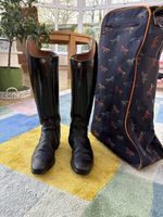 5.5 Petrie Black Patent Dressage Boots With bag