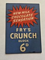 Original Vintage 1930's Fry's Chocolate Crunch Block  Advertising Price Card