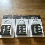 MOB45 Resettable 4-Digit Combination Padlocks 3 Pack Black/White Steel Shackle