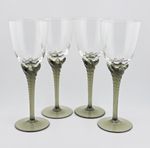 4 Bohemia Twisted Stem Glasses Port Cherry Wine Grey Green 7" Vintage Rare VGC