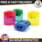 4 Colour Plastic Sharpener Pencil Sharpeners with Cover Assorted Colours Double
