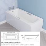 1600mm Acrylic Twin Grip Bath Tub Handles Antislip Texture 5mm Single Ended-70cm
