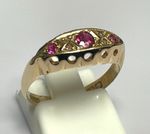 Vintage 18ct Yellow Gold Ring Ruby and Diamond Stones Solid Band Hallmark Size O