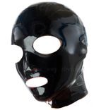 Black Latex Rubber Hood Mask Non Zipper Pull On Back Natural Rubber Size M