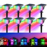 4/8/12× Solar Spot Lights LED RGB Garden Color Changing Outdoor Landscape Lamps