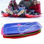KIDS ADULTS LARGE HEAVY DUTY SNOW SLEDGE TOBOGGAN SLEIGH ROPE PLASTIC SKI