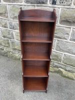 Antique Slim Mahogany Waterfall Open Bookcase Bookshelf