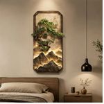 Mountain Wall Art - 3D Tree LED Wall Art 60x120cm - Mountain Landscape Brown ...