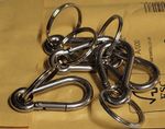 Five (5) Stainless Steel Carabiner clip keyring 5mm x 50mm