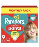 Pampers Baby Dry Size9 Diaper Pants 19+kg Stretchy Large Monthly Pack 108Nappies