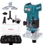 Makita DRT52Z 18V LXT Brushless 1/4" Router Trimmer With 12 Piece Cutter Set