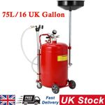75L 16 UK Gallon Waste Oil Drain Tank Portable Pneumatic Oil Extractor Container