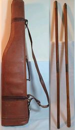 Leg Of Mutton Shotgun Carrying Case & Cleaning rod. Antique Tan leather.