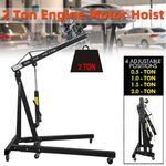 2 Ton Hydraulic Folding Engine Crane Hoist Lift Jack Stand Garage Workshop Wheel
