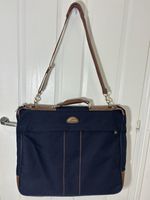 Samsonite Navy Blue/Brown Garment Suit Carrier Travel Bag - 2 hangers