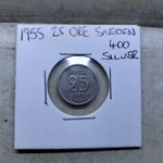 1955 25 Öre - Sweden, Gustaf VI, 40% Silver