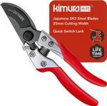 Kimura® 8" Pro Bypass Garden Secateurs, Heavy Duty Premium Japanese SK5, 101 Pro