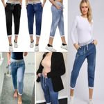 New Italian Ladies Women Elastic Waist Cotton Trousers Joggers Pants Size M L XL