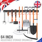 64 Inch Garage Tool Organizer Wall Mount Hooks Adjustable Storage Holders Garden