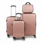 ￼ 4 Piece Diamond Design ABS Hard Shell Luggage Set 12"/20"/24"/28"  Lightweight