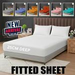 Extra Deep 25cm Full Fitted Sheet Bed Sheets Single Double King Super King Size