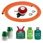 PROPANE 27mm CLIP-ON REGULATOR 2m HOSE & CLIPS CALOR PATIO GAS BOTTLE CYLINDER
