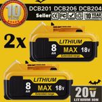 2X 18V 8.0Ah Slide BATTERY XR DCB184 DCB184 DCB182 DCB183 Li-ion For Dewalt NEW