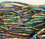 Multi Coloured Electroplated Frosted Column Hematite Beads - Size 5x3mm.