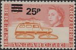 British Antarctic Territory 25p on 5s orange & red new currency stamp SG 36 UMM