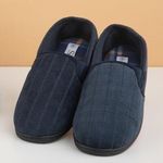 The Slipper Company Mens Slippers Blue Adults Full Navy Checked Pattern SIZE