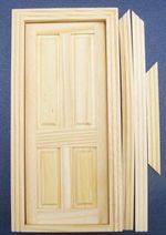 4 Panel Natural Finish Opening Wooden Door Tumdee 1:12 Scale Dolls House DIY 049