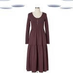 Ex Fat Face Women's Midi Dress Purple Jersey Woven Long Sleeve